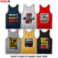 Pack of 6 Printed Gym Sando Tanks