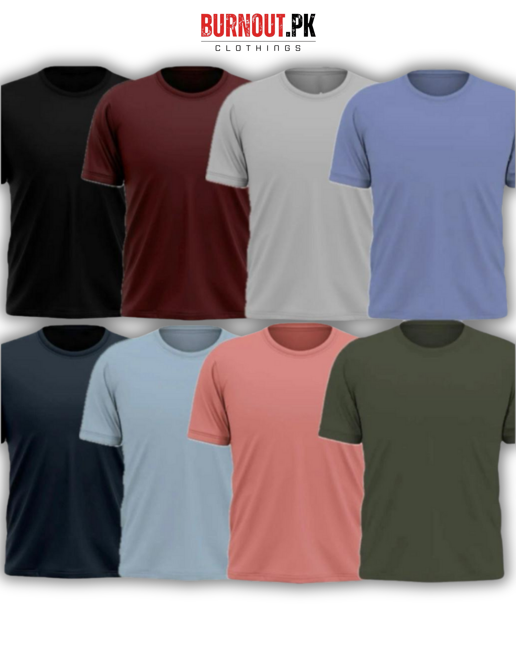 Pack of 8 Plain Half sleeves T-Shirt