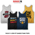 Pack of 4 Printed Gym Sando Tanks