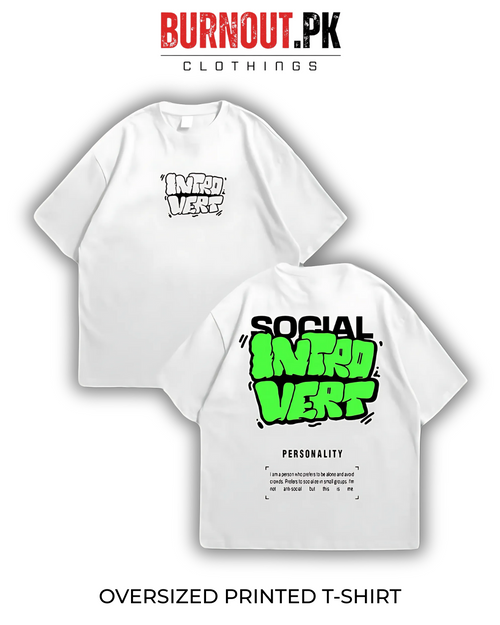 Introvert Oversized Dropshoulder Tee - DTF Printed Tshirt For Men and Women