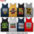 Pack of 8 Printed Gym Sando Tanks