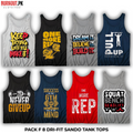 Pack of 8 Printed Gym Sando Tanks