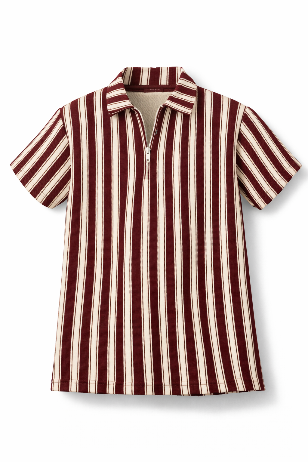 Pack of 2 - Waffle Knit Dual Stripe Zip Polo Shirt