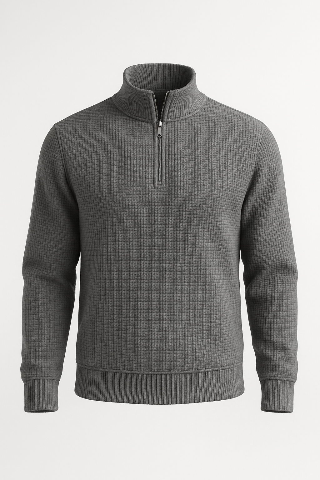 Pack of 2 Black & Charcoal WaffleZip Mocknecks
