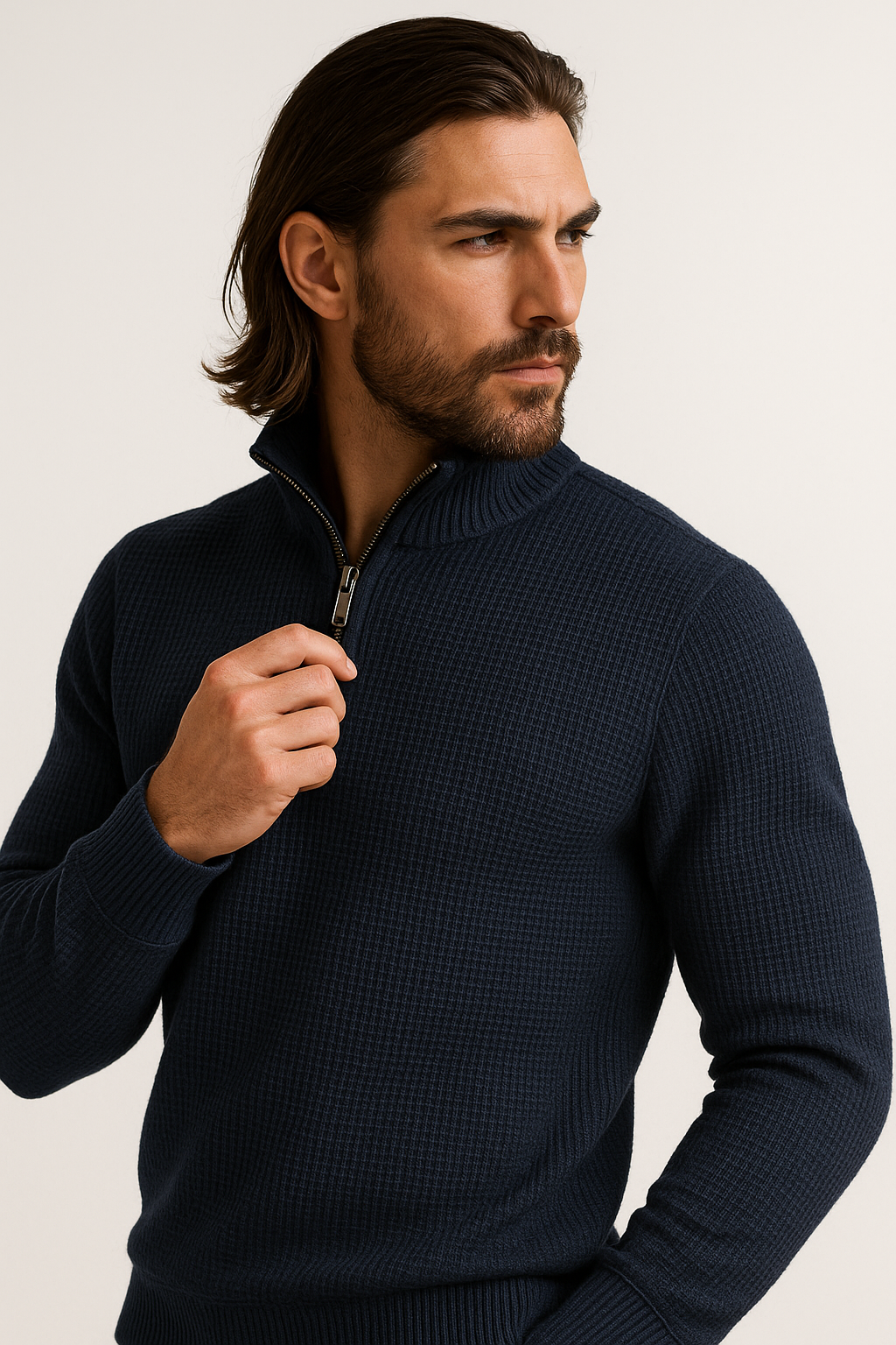 Pack of 2 Blue & Maroon WaffleZip Mocknecks