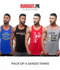 Pack of 4 Printed gym sando tanks 003