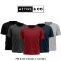 Pack of 5 round neck half sleeves T-shirts