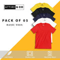 Pack of 5 round neck half sleeves T-shirts