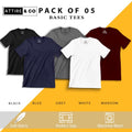 Pack of 5 round neck half sleeves T-shirts