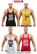 Pack of 4 Printed gym sando tanks