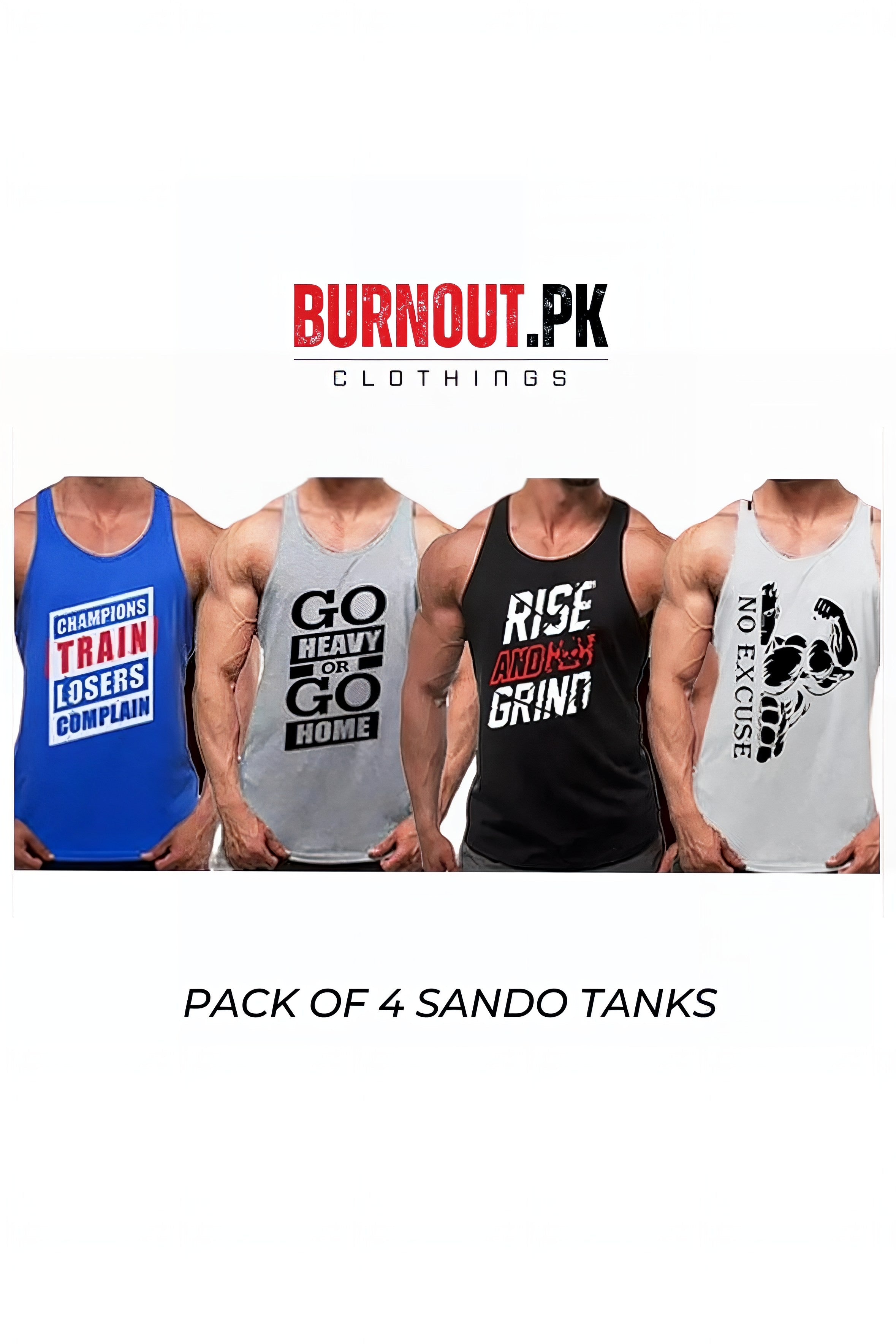 Pack of 4 Printed gym sando tanks