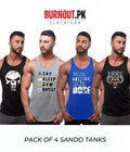 Pack of 4 Printed gym sando tanks 002