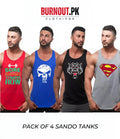 Pack of 4 Printed gym sando tanks 004