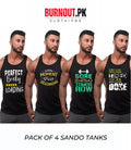 Pack of 4 Printed gym sando tanks 001
